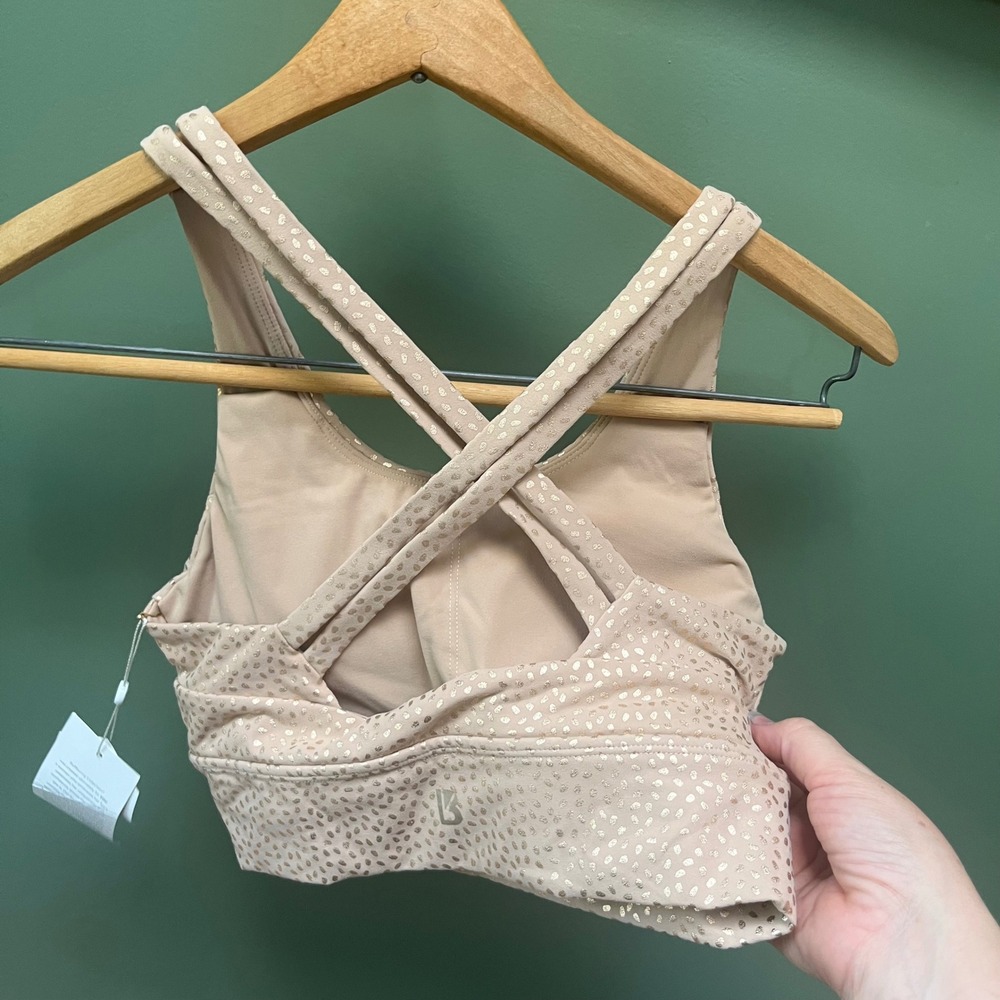 Buffbunny Collection Nubre Sports Bra Gold Dot Criss Cross Straps Athleisure - Picture 2 of 5